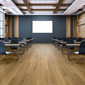 Expona Superplank in Astor Oak laid in a classroom.