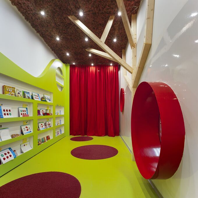 School reading corner with red and green Polyflor flooring laid
