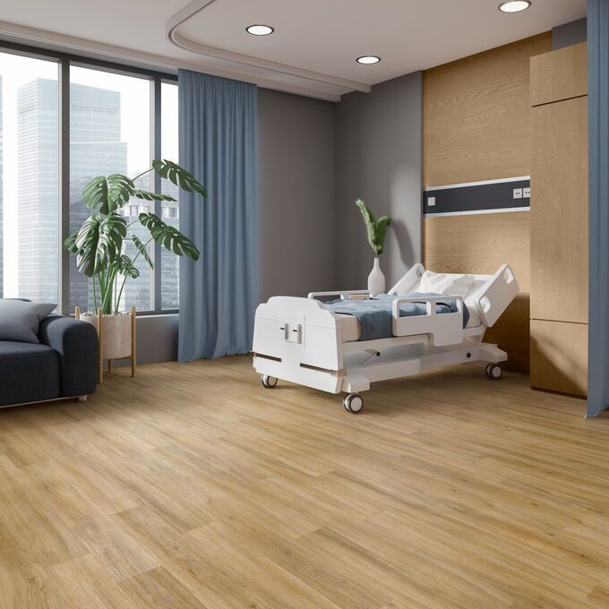 Expona Superplank in Meadow Elm laid in a hospital room.