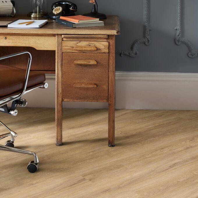 Close up of Full plank laid chevron design floor in Sienna Oak 