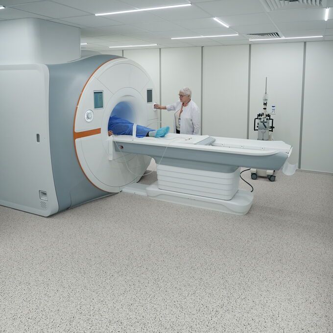Medical room with a large electrical medical machine